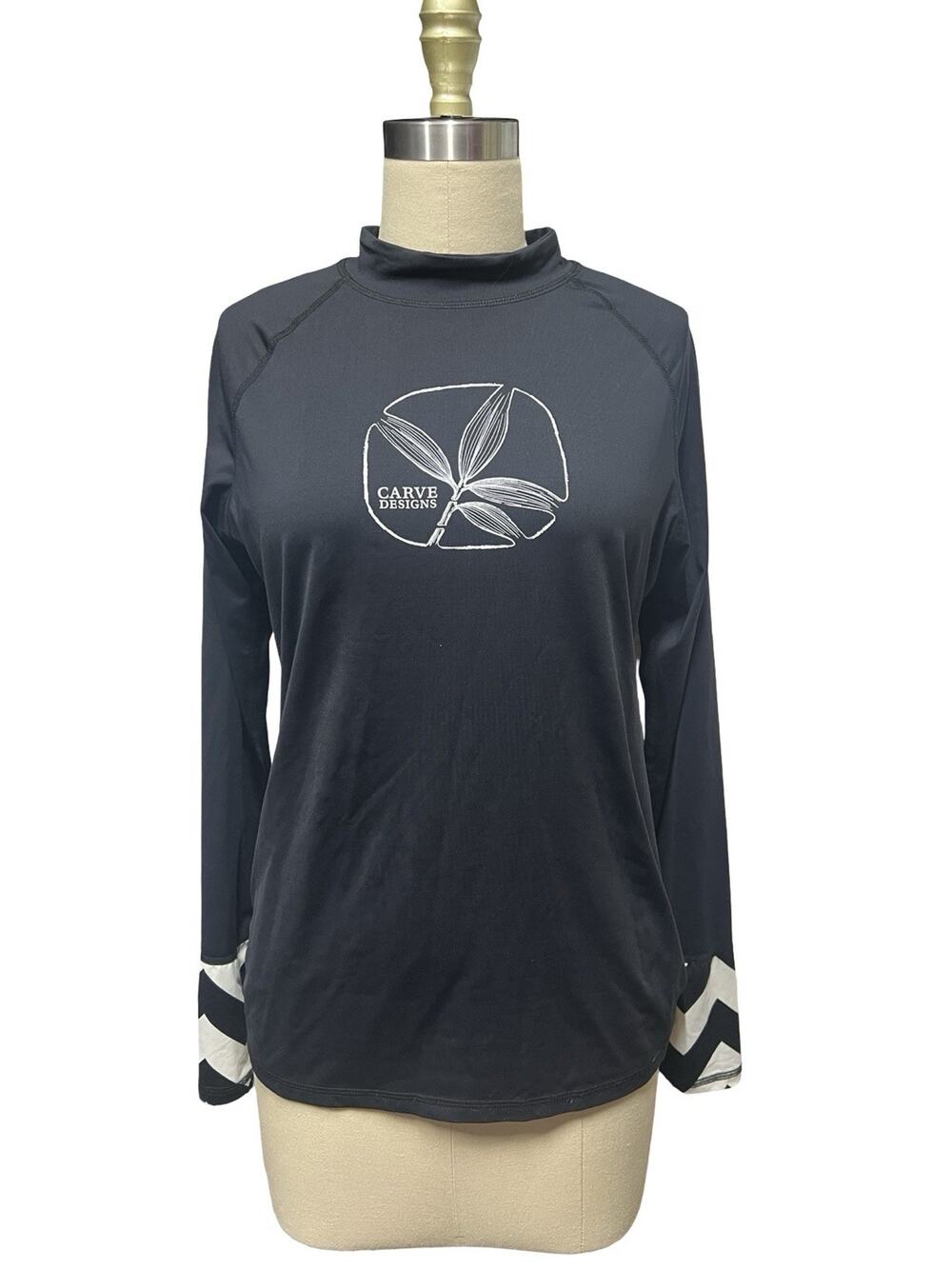 Carve Designs Rash Guard Womens Long Sleeve Mock Neck Swim Shirt Sz M